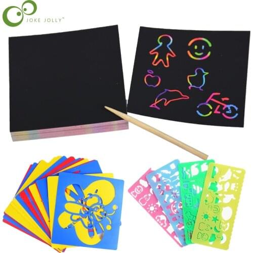 Rainbow Scratch Art Mini Notes With Wooden Stylus Scraping Drawing Toys Arts And Crafts For Girls Stocking Art YJN