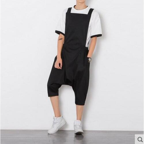 2016 Mens clothing Summer new suspenders capris pants bodysuit set casual spaghetti strap pants singer costumes