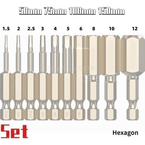 1Set 1/4 Inch Hex Shank Screwdriver Bits Alloy Steel Magnetic Hexagon Head Electric Netic Length Ball Driver Bit Set Manual Tool
