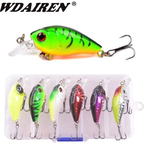 6pcs/lot Mixed Colors Fishing Lure Set Minnow Baits Kit Wobbler Crankbaits with Box Treble Hooks Fishing Tackle hard Bait
