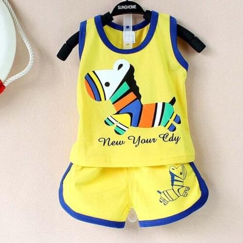 Summer New Baby Clothing Set Cotton Cute Pattern Vest & shorts 0-2 Year Baby Suit Set Baby Clothes