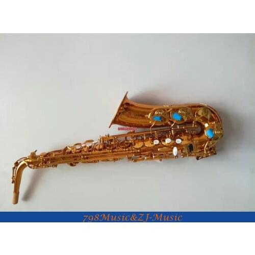 Professional Gold Brass Alto Saxophone sax Eb High F# Saxofon New Case