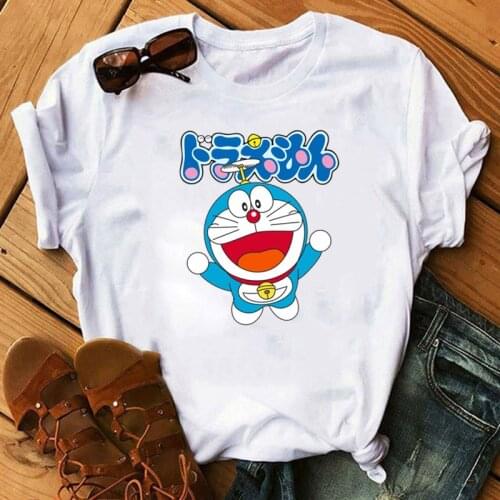 Anime Doraemon Clothes Summer Short-sleeved T-shirt Funny Printing Cartoon Doraemon Graphic Casual Tops Womens T-shirts
