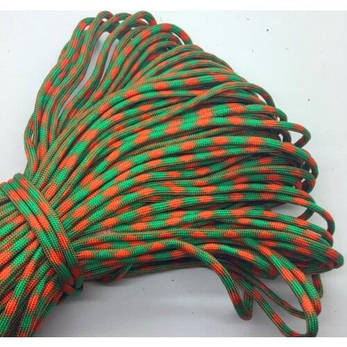 10Yards/Lot Mix color Paracord Bracelets Rope 7 Strand Parachute Cord CAMPING HiKING Green+Orange