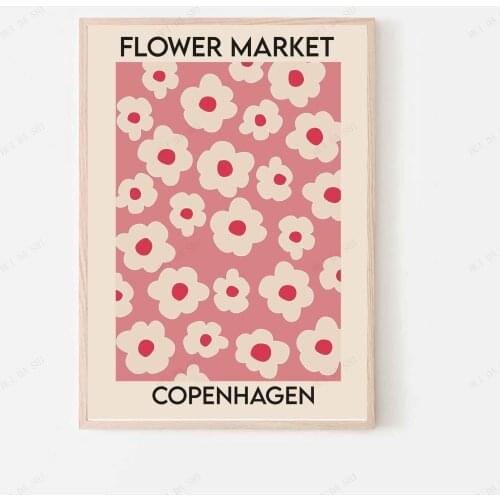 Flower Market Poster, Florist Gift, Copenhagen Flower Market Poster, Printable Wall Art, Abstract Art Print, Digital, Download