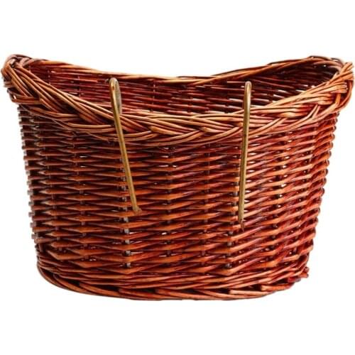 Wicker Bicycle Basket Handmade Bicycle Front Basket with Hook , Woven Bicycle Handlebar Rattan Basket
