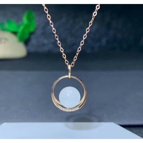 SHILOVEM 18k yellow gold real natural white Jasper pendants Christmas Gift fine Jewelry wedding no necklace new mymz0808669hby