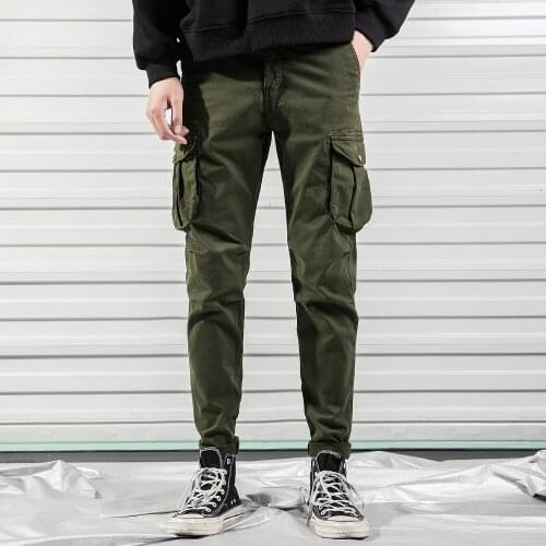 Casual trousers mens multi-pocket overalls Japanese street slim overalls 2021 spring and autumn new pants
