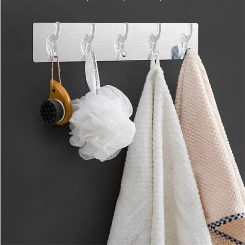 Transparent Wall Hooks Kitchen Bathroom 3/5 Row Hooks Hat Clothes Coat Hanger Towel Holder Seamless Door Hook Storage Racks