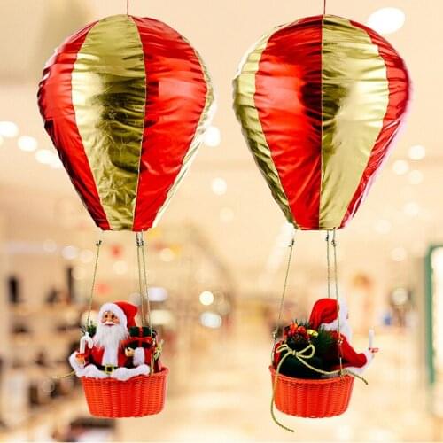 Christmas Ornaments Santa Hot Air Balloons Ceiling Pendant Christmas Decorations for Home Party Festival New Year 2022 Decor