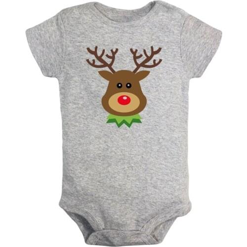 Merry Christmas Cute Reindeer Bear Funny Odie Baby Girl Boys Clothes Short Sleeve Romper Jumpsuit Outfits 100% Cotton Present