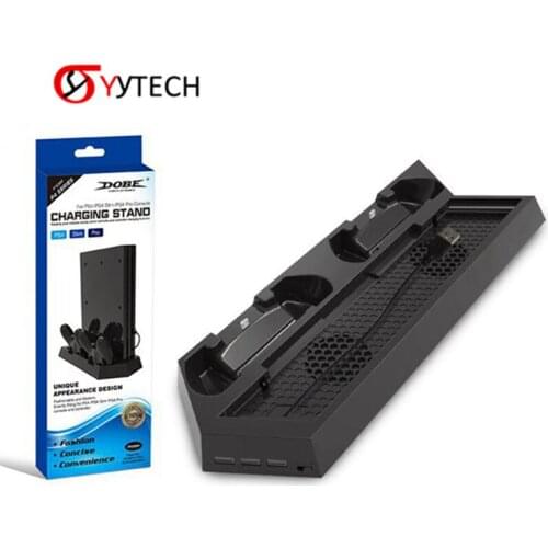 SYYTECH PS4-023 2 in 1 Cooling Fan Charging Stand Station with Game Storage charger For PS4 Slim Vertical Stand