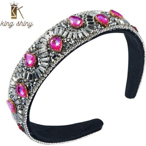 Temperament Full Shiny Crystal Wide Headband for Woman Luxury Flash Rhinestone Hair Band Bridal Wedding Party Hair Accessories