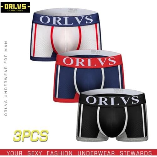 ORLVS 3PC/LOT Boxer Mens Underwear Men Nylon Underpants Male Underwear Men Panties Shorts Men Underwear Men Boxer Shorts