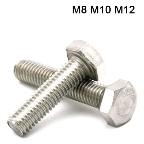 M8 /M10 /M12 Stainless Steel Hexagonal Screws Outside Hex Bolts DIN933 Screws for Electric Machine Equipment High Quality