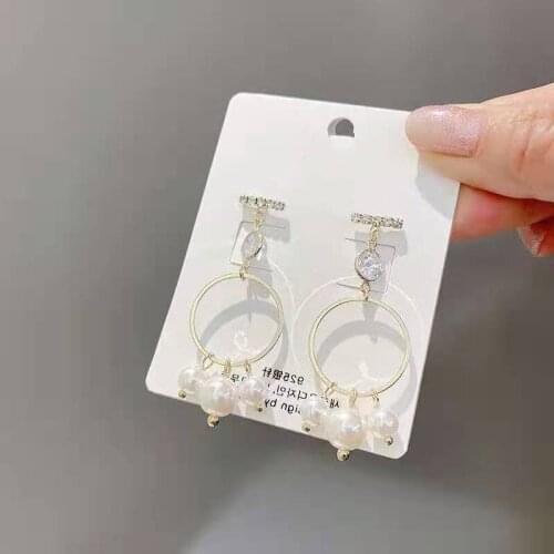 Circle pearl pendant Personality Geometric Womens Hoop earrings Elegant Vintage Stud Earrings 2021 trend Women jewelry