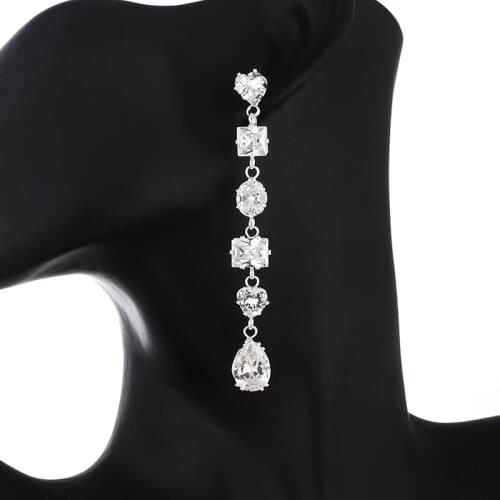 YFJEWE Shiny Marquise Cubic Zirconia CZ Crystal drop Earrings for Women Wedding Bride Party Wearing E737