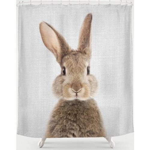 Cute Rabbit Shower Curtain Decor Shower Curtain Waterproof Cartoon Custom Bathroom Curtain With 12 Hooks Dropshipping