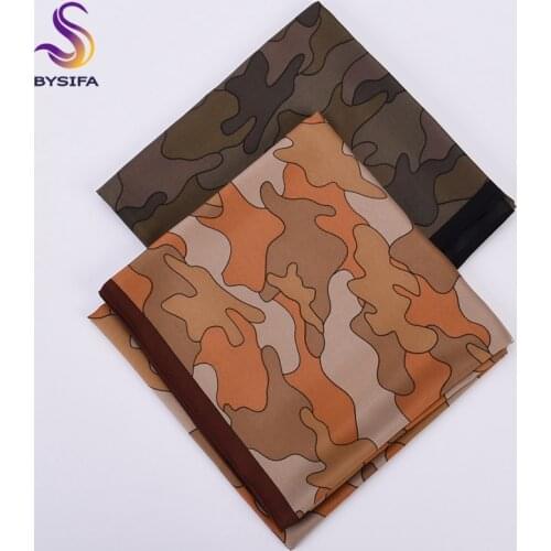 BYSIFA| Women Coffee Grey Square Scarves Bandana Spring Fall Brand Satin Silk Scarf Fashion Simple Scarves Foulard Printed 90cm