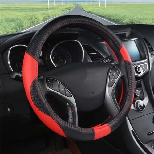 1pc Car Steering Wheel Cover Anti Slip Funda Volante Coche Carbon Fiber Leather Auto Accessories Interior Breathable Universal