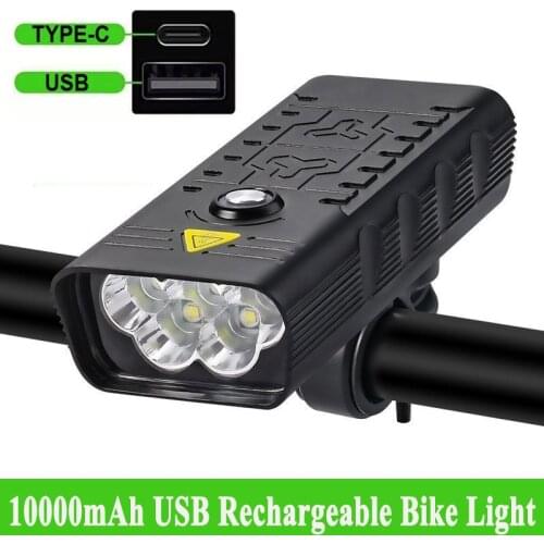 10000MAH 5Leds Bike light Usb Rechargeable T6 9000lm Bike Light Flashlight Outdoor MTB Cycling Bike LED Bicycle Front Headlight