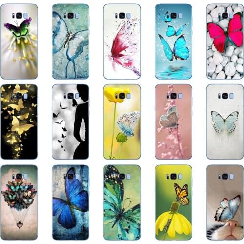 11DD Butterfly Stand On The Cat Nose Soft Silicone Cover Case for Samsung Galaxy S6 S7 edge S8 S9 S10 plus A70 A50 case