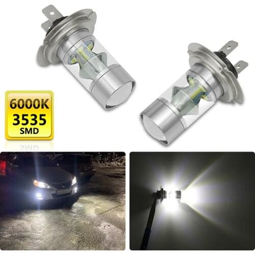 2Pcs Car H7 60W LED Fog Light Bulb Head Lamp For Hyundai XG250 300 i30 ix35 Tucson Coupe Solaris Peugeot 206 508 2008 301 308