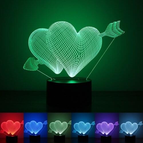 2019 Modorn Acrylic 7 Color Changing USB charge 3D HEART I LOVE YOU LED night Deco maison Decor table lamp nightlight Atmosphere