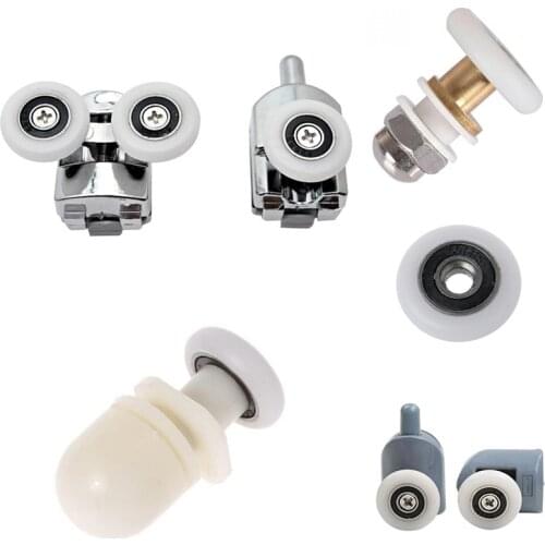 4PCS Castors Kit for Shower Cabin Doors Wheel 23 25 27mm Top Bottom Double with Button Mount for Glass