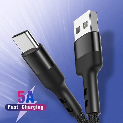 5A Woven Fast Charging Type C Liquid Soft USB Data Cable for Samsung S21 Xiaomi Mi 9 Redmi Mobile Phone Cable USB C Cord