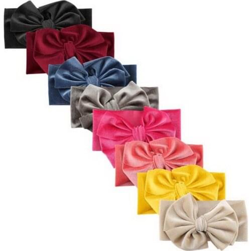 8pcs Hot Sales Big Bow Knot Wide Headbands Girls Kids Cute Stretchy Stretch Hair Bands DIY Childrens Hair Accessories Headwear