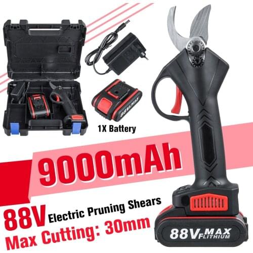 88V 9000mAh Cordless Pruner Pruning Shear Efficient Fruit Tree Bonsai Pruning Electric Tree Branches Cutter Landscaping w/Box