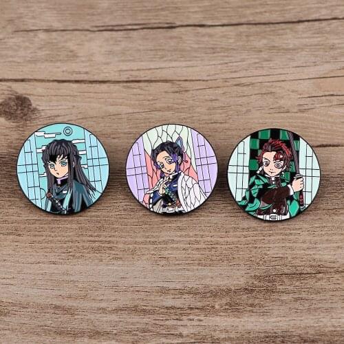 BG1447 Japanese Anime Brooch Demon Slayer Brooch Badge Anime Cosplay Metal Brooches Man Woman Pin Accessories Gifts