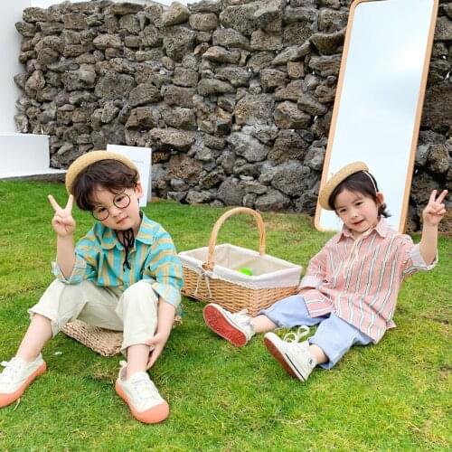 2 3 4 5 6 Years Toddler Kids Shirts Spring New Arrival Fashion Striped Long Sleeve Tops For Boys Girl Clothes Cotton Child Shirt