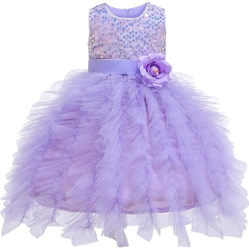 Toddler Girl Clothes Baby 1-6 Year Girls Dress Flower Upper Body Sequins Christmas Dress Sleeveless Solid Color Infant Dress