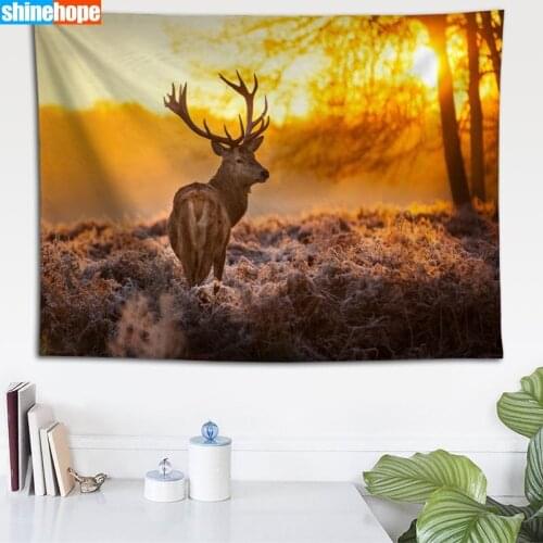 Home decoration rectangle bedroom wall art tapestry Custom Art Deer Pattern Animals tapestry 140X250cm wall hanging tapestry