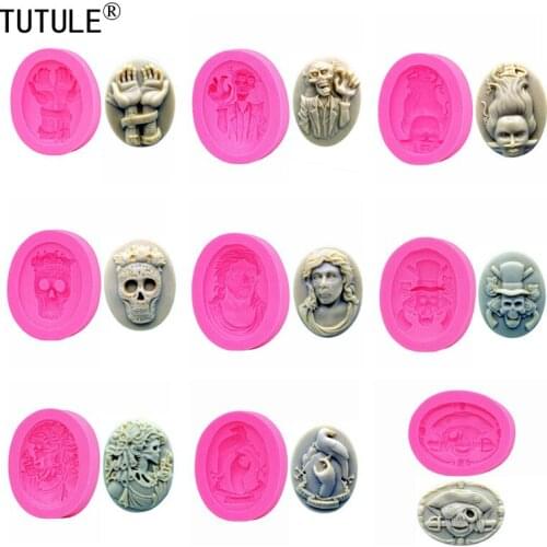 9 pcs economic combination set Halloween skull environmental protection silicone mold handmade chocolate cake baking mold