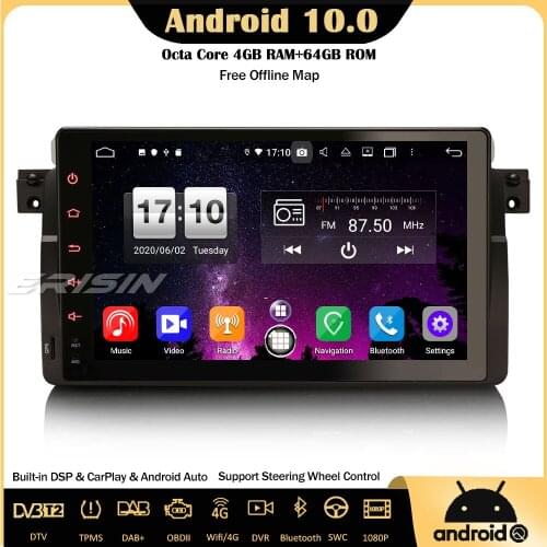 Erisin 8796 9" Android 10.0 Car Stereo Head Unit DAB+ GPS CarPlay DSP DTV SWC 4G OBD For BMW 3 Series 3er E46 M3 Rover 75 MG ZT