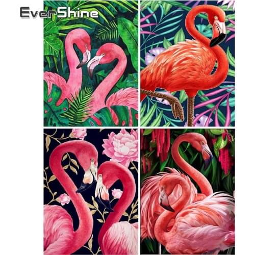 EverShine Full Drill Square Diamond Painting Animals Handicrafts Diamond Embroidery Flamingo Mosaic Art Kits Home Decorations