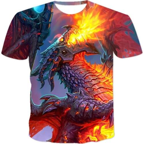 3d Printing Game Anime Dragon T-Shirt 2021 New Style Male/Female Breathable Short Sleeve Personality Loose Round Neck Xxs-6xl