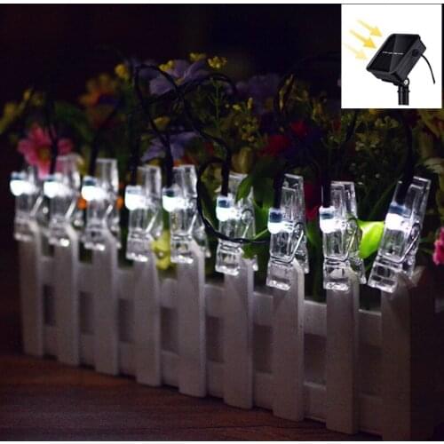 Solar LED Light 20/30/40/50/60LED Card Picture Photo Clips String Light Outdoor Waterproof Wedding Party Holiday Room Decoration