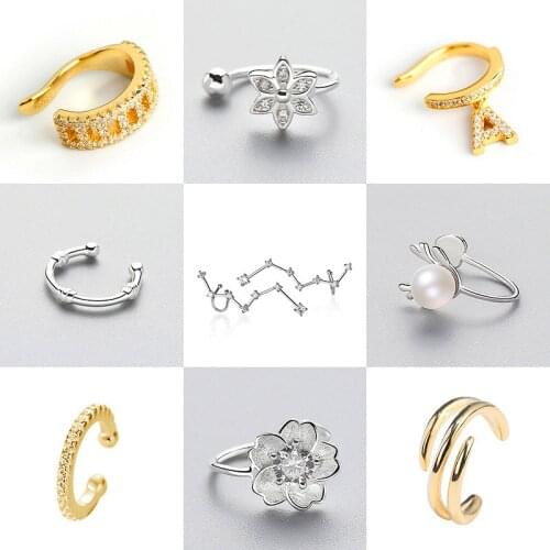 INZATT Real 925 Sterling Silver Minimalist Zircon Clip Earrings For Fashion Women Party Fine Jewelry Bohemian Accessories