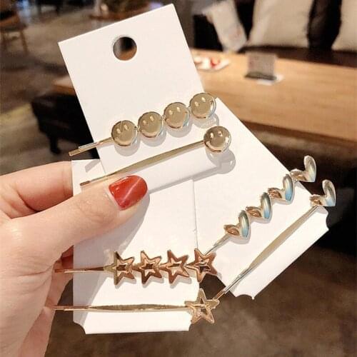 Cute Metal Heart Hairpin Bobby Pin Barrette For Women Hollow Star Shape Hair Clips Headdress Hair Accessories 1PCS