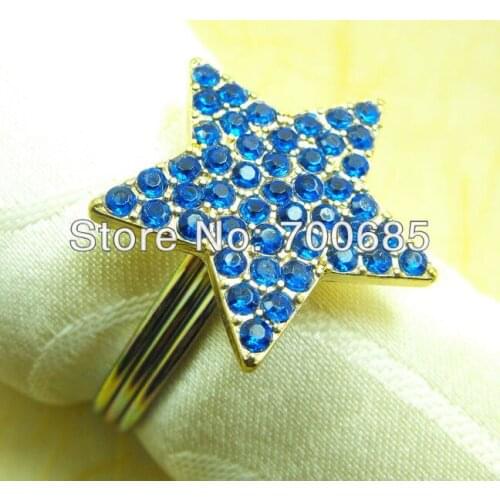 Crystal diamond blue star cheap napkin ring, napkin holder for wedding