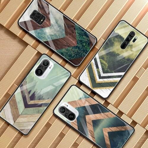 Forest Geometry Wood Nature Phone Case For Redmi K40 Pro Plus K30 K20 Note 10 9s 9 8 Pro 9s 9a 9c 8a Glass Bumper Fundas