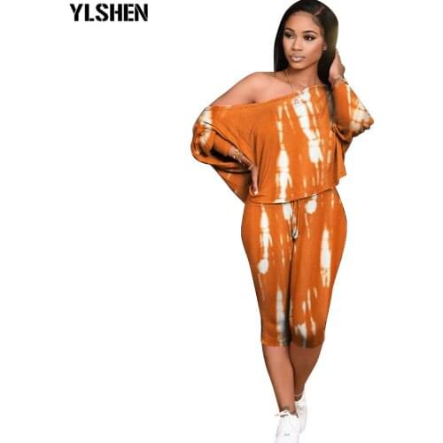 Summer African Clothes for Women Two Piece Set Dashiki 2021 New Inclined shoulder Matching Sets Shorts Pants Suits Outfit Casual