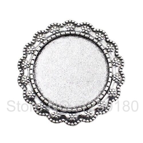 Fit 25mm Antique Silver Cameo/Glass/Cabochon Frame bezel Settings Brooch,DIY Accessory Base Charm 5pcs/lot K02413