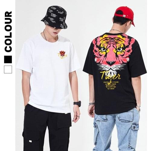 The new Chinese style tiger head print large size short sleeve T-shirt man