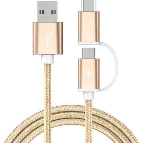 New Arrival 2 in 1 Nylon Braided Micro USB Type C Charging Cable Data Sync Cord for Android