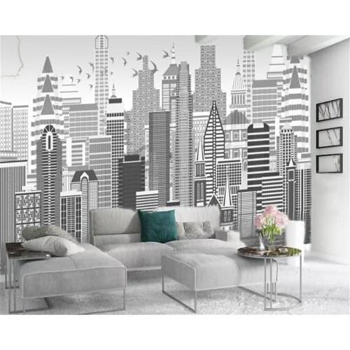 3d Modern Wallpaper Simple Retro City High-rise Building Living Room Bedroom TV Background Wall Silk Wallpaper